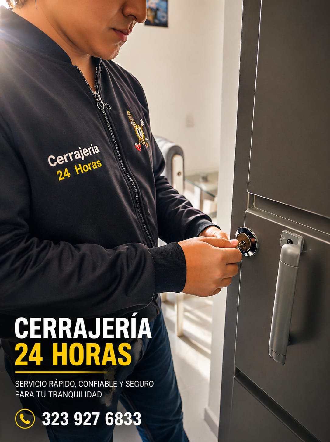 Cerrajero realizando un servicio de apertura